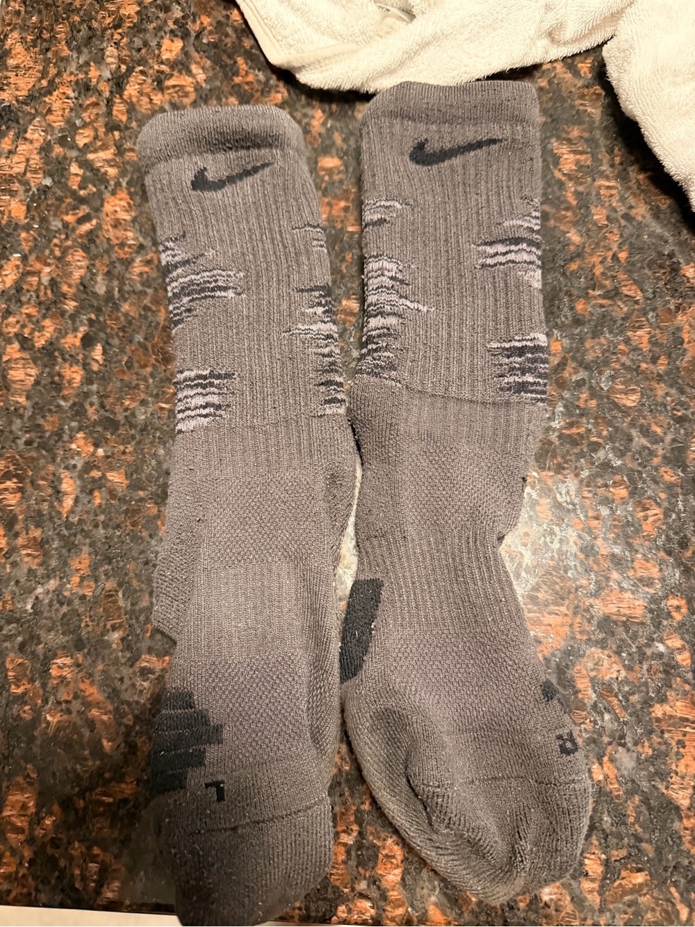 Nike Gray Athletic Crew Socks with Black Swoosh